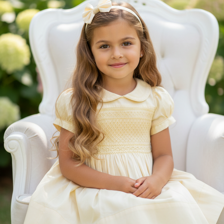 Ocean Baby Girls Champagne Lux Collection Sateen Smocked Front & Back Petticoat Layered Dress (NB-8Yrs)