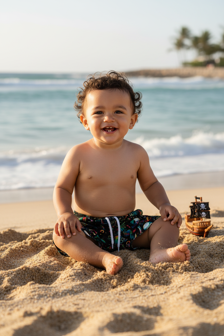Ocean Baby Boys Neon Pirate Swim Shorts (18M-14YRS)