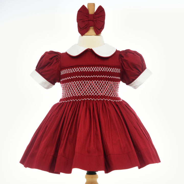 Ocean Baby Girls Bordeaux Sateen Smocked Petticoat Layered Dress - (NB-10Yrs)