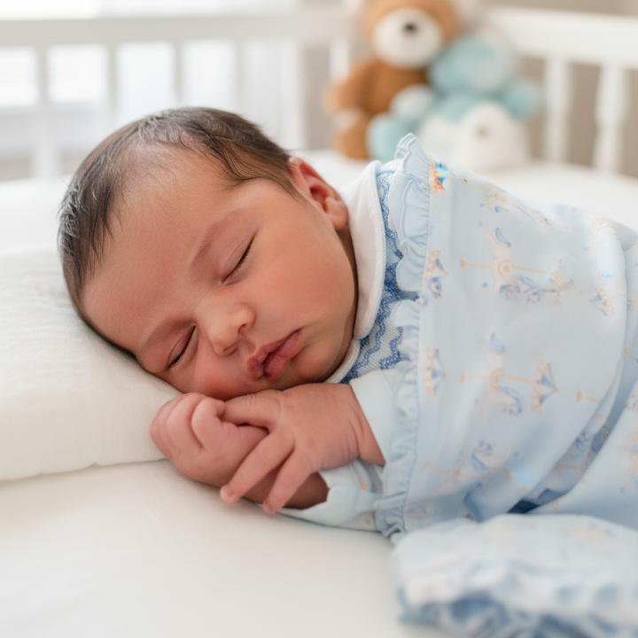 Ocean Baby Boys Carousel Smocked Ruffle Edged Blanket