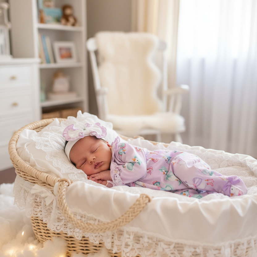 lilac cotton baby girls soft sleepsuit with hand embroidery details newborn to 18 months 