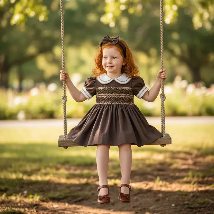 Ocean Baby Girls 'Mulberry Bloom' Sateen Smocked Petticoat Layered Dress - (NB-10Yrs)