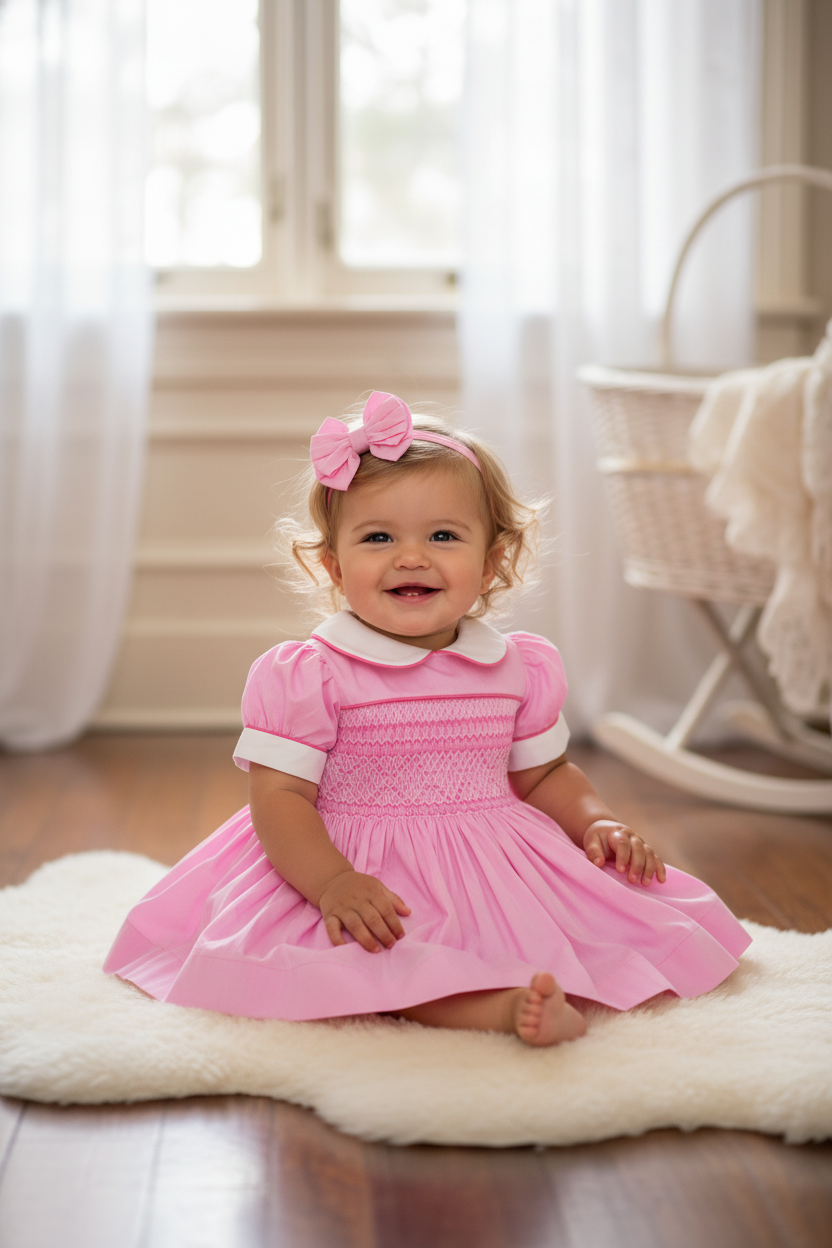 Ocean Baby Girls Barbie Sateen Smocked Petticoat Layered Dress - (NB-10Yrs)