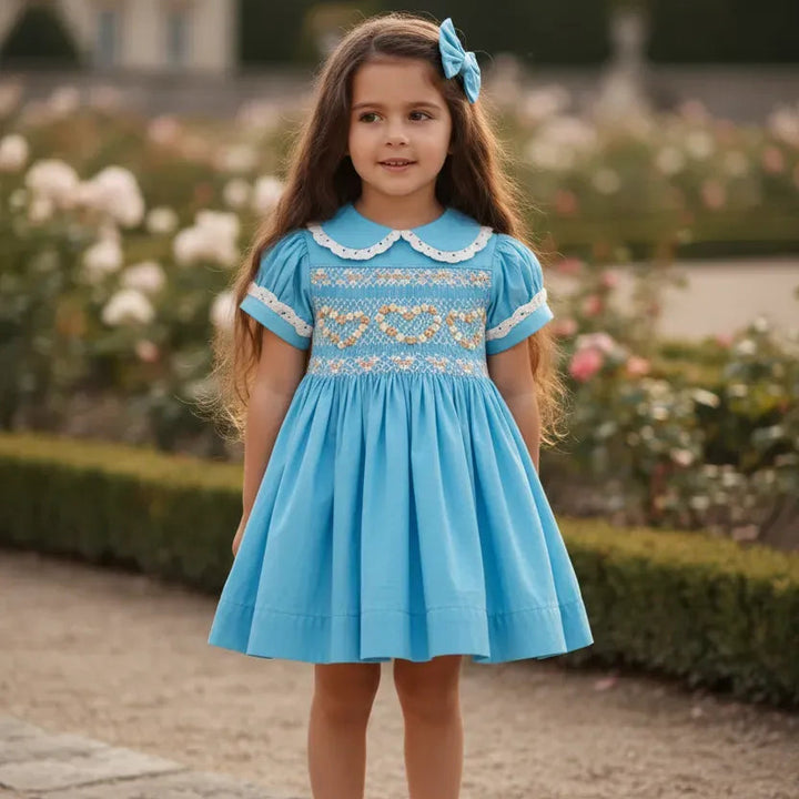Ocean Baby Girls 'Pearl Tide' Sateen Smocked Petticoat Layered Dress (NB-10Yrs)
