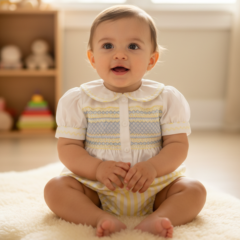luxury cotton smocked baby boys outfit