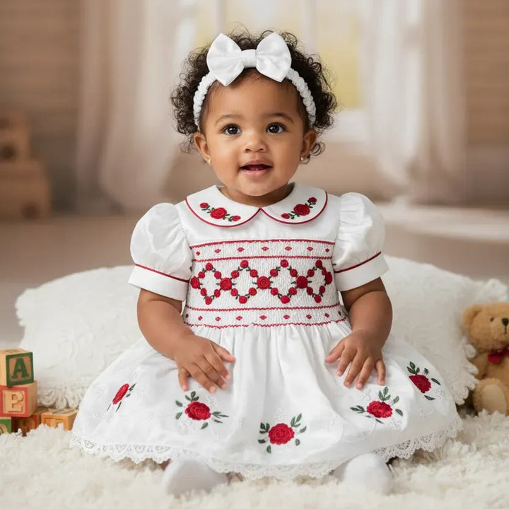 Ocean Baby Girls 'Snow Berry' Smocked Petticoat Layered Dress (NB-10Yrs)