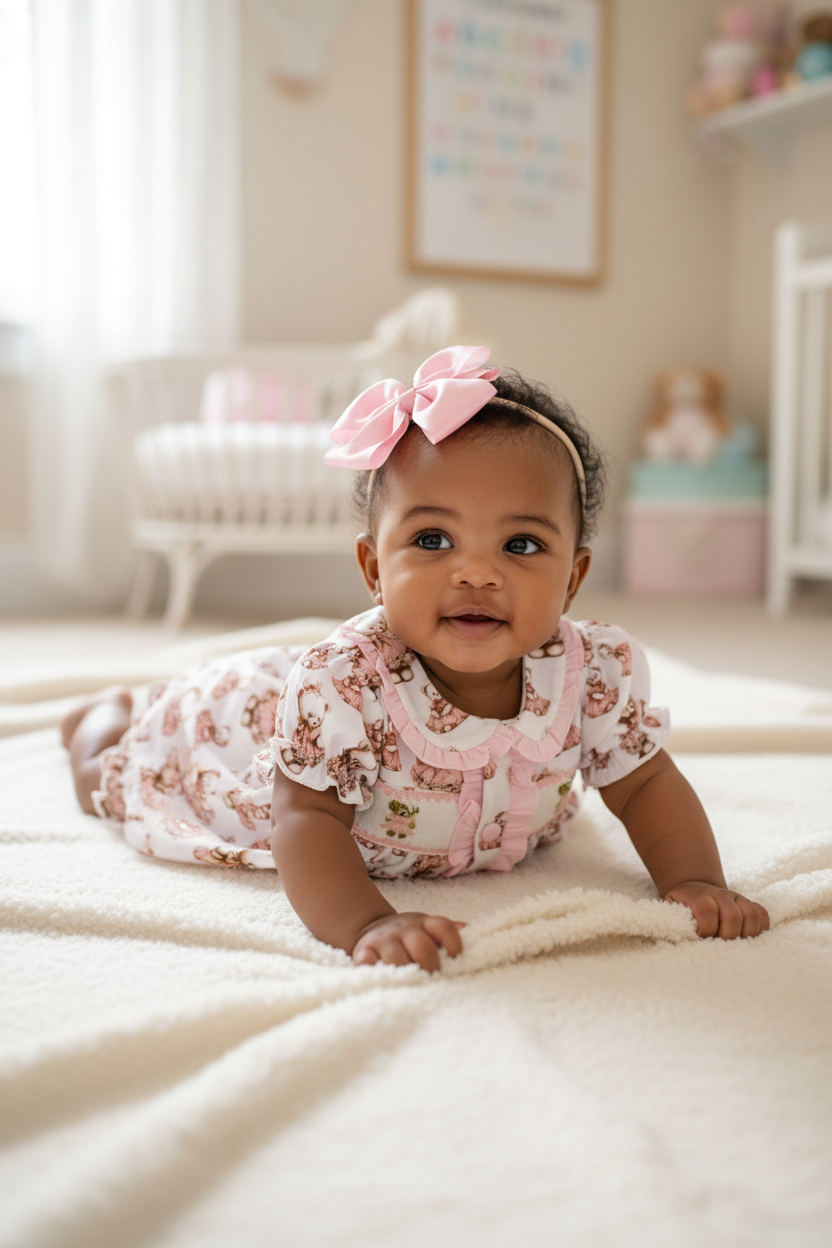 Ocean Baby Girls Smocked Teddybear Themed Pyjamas (3M-8Yrs) Pj's