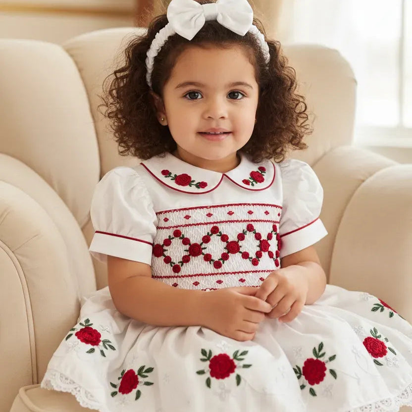 Ocean Baby Girls 'Snow Berry' Smocked Petticoat Layered Dress (NB-10Yrs)