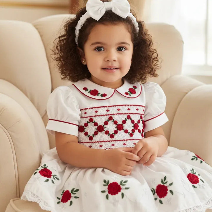 Ocean Baby Girls 'Snow Berry' Smocked Petticoat Layered Dress (NB-10Yrs)