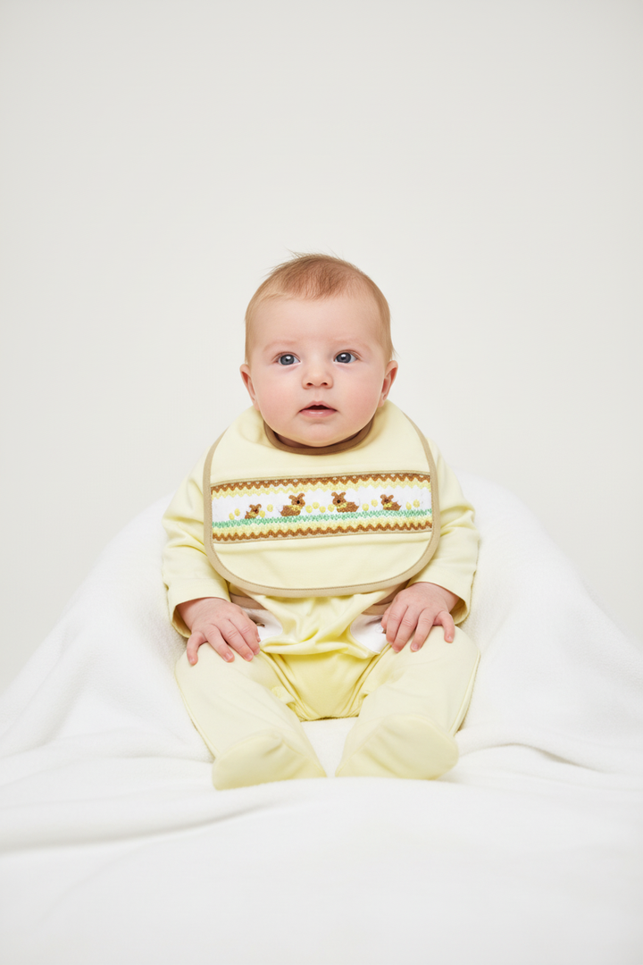 Ocean Baby Boys Smocked Bunny Sleepsuit & Bib Set (NB-18M)