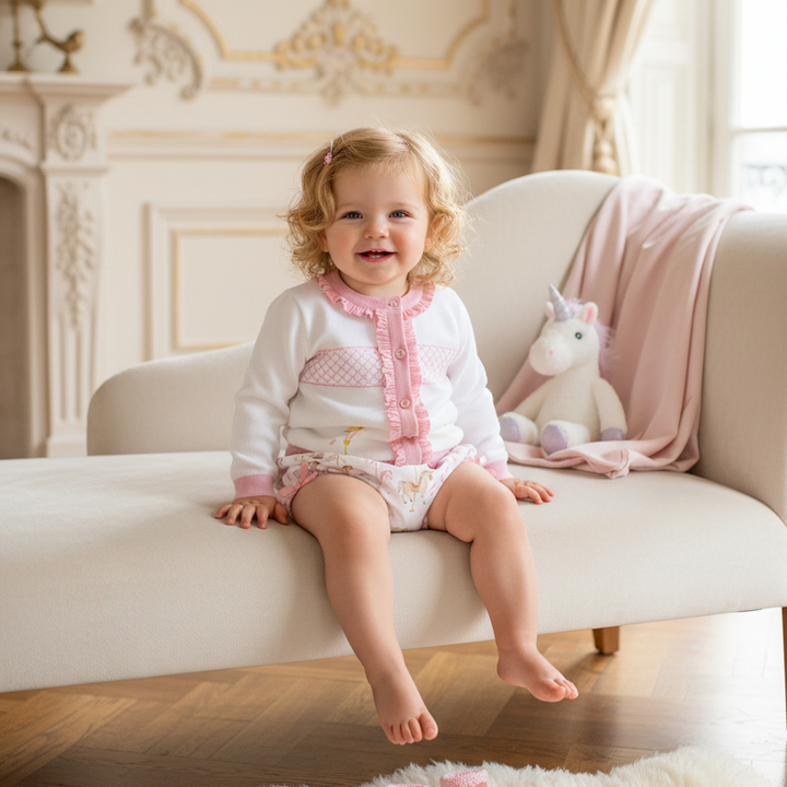 carousel themed bay girls outfit smocked handmade baby girls set 