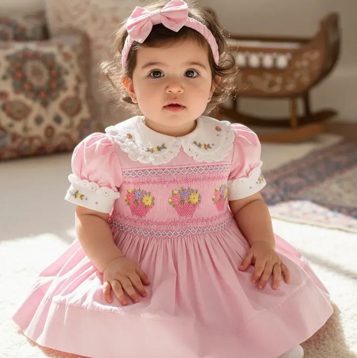 Ocean Baby Girls 'Lotus Basket Berry' Smocked Petticoat Layered Dress (NB-10Yrs)