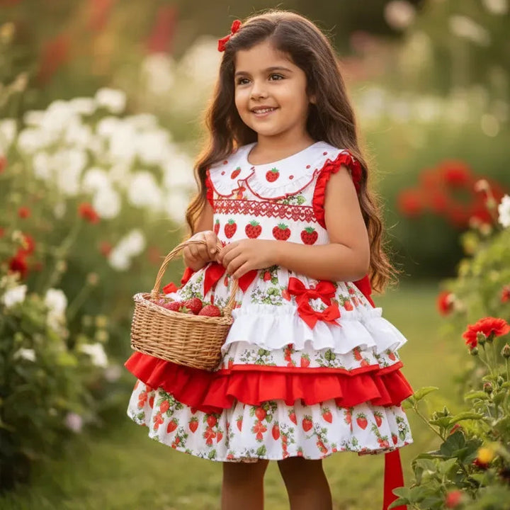 smocked strawberry summer dress