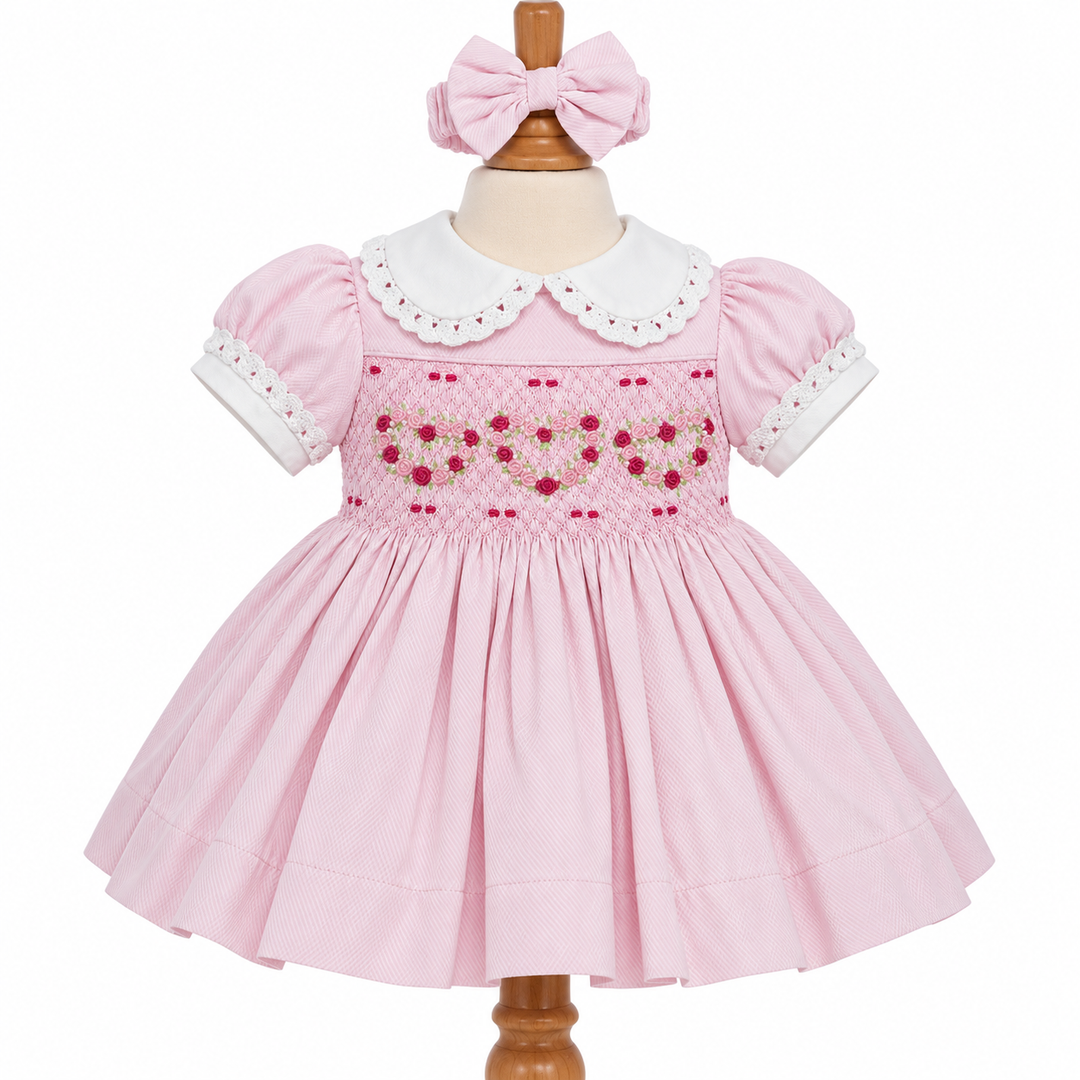 Ocean Baby Girls 'Rose Sugar Swirl' Smocked Petticoat Layered Dress (NB-10Yrs)