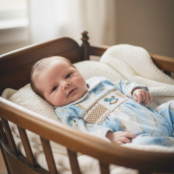 Ocean Baby Boys Smocked Marble Effect Rocking Horse Sleepsuit & Bib Set (NB-18M)