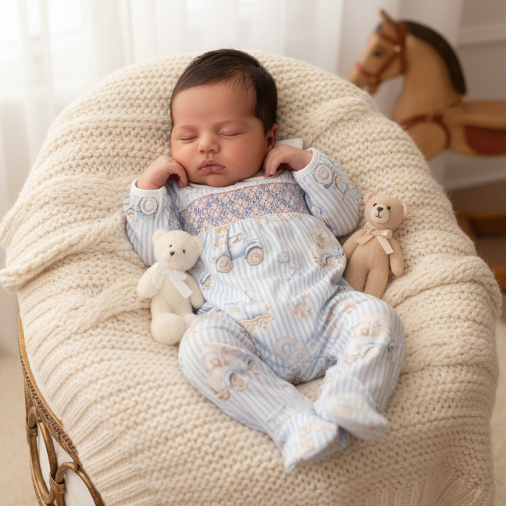Ocean Baby Boy Smocked Old Fashioned Baby Toy Sleepsuit (NB-18M)