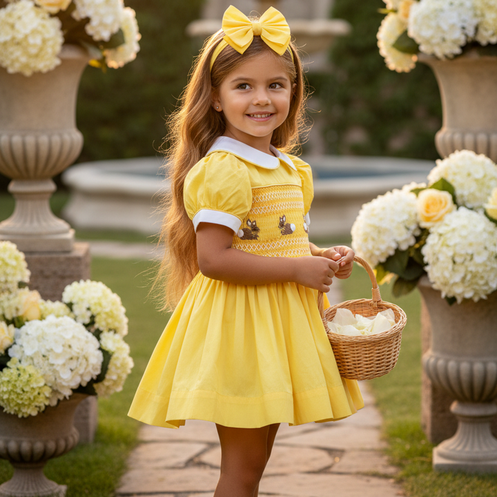 spring girls summer dress smocked bunny dresses