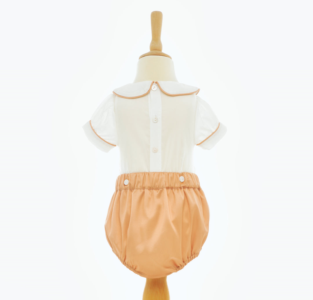 Ocean Baby Boys Amber Gold Smocked Satin Buster Suit (NB-3Y)