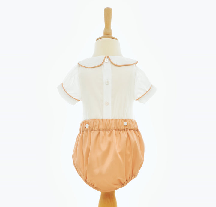 Ocean Baby Boys Amber Gold Smocked Satin Buster Suit (NB-3Y)