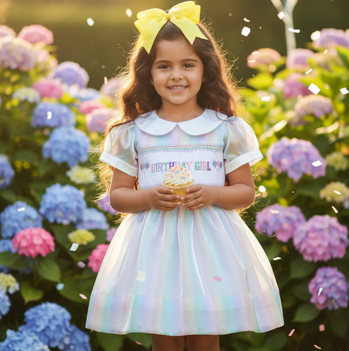Ocean Baby Birthday Girl Smocked Multicoloured Petticoat Layered Dress - (12M-10Yrs)
