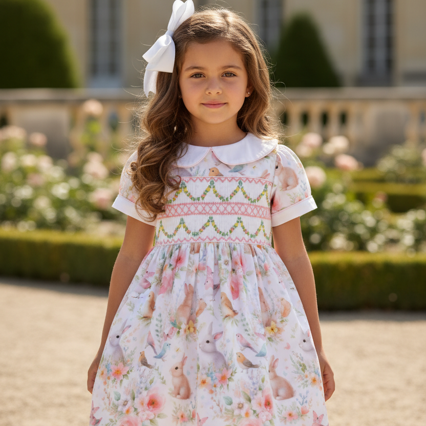girls Spring dress traditional girls smocked dress