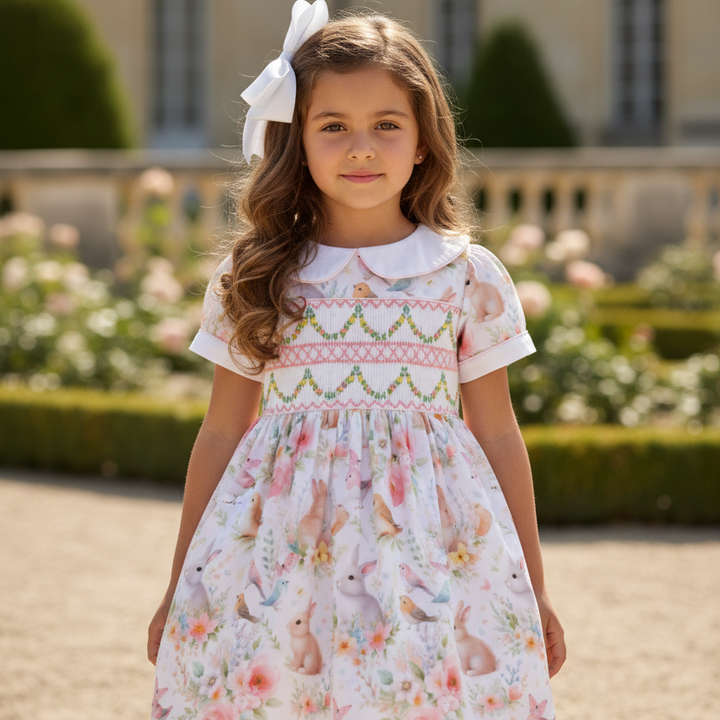 girls Spring dress traditional girls smocked dress