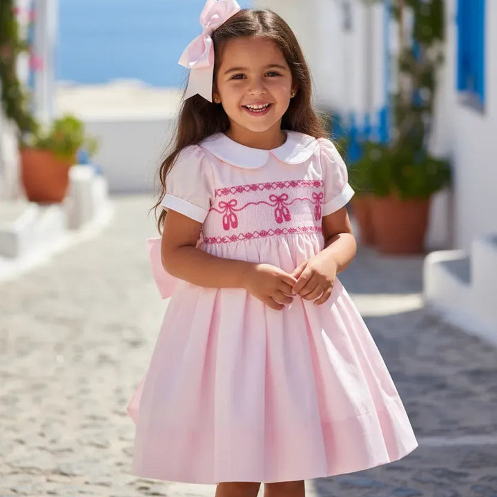girls smocked pink dress princess girls dress