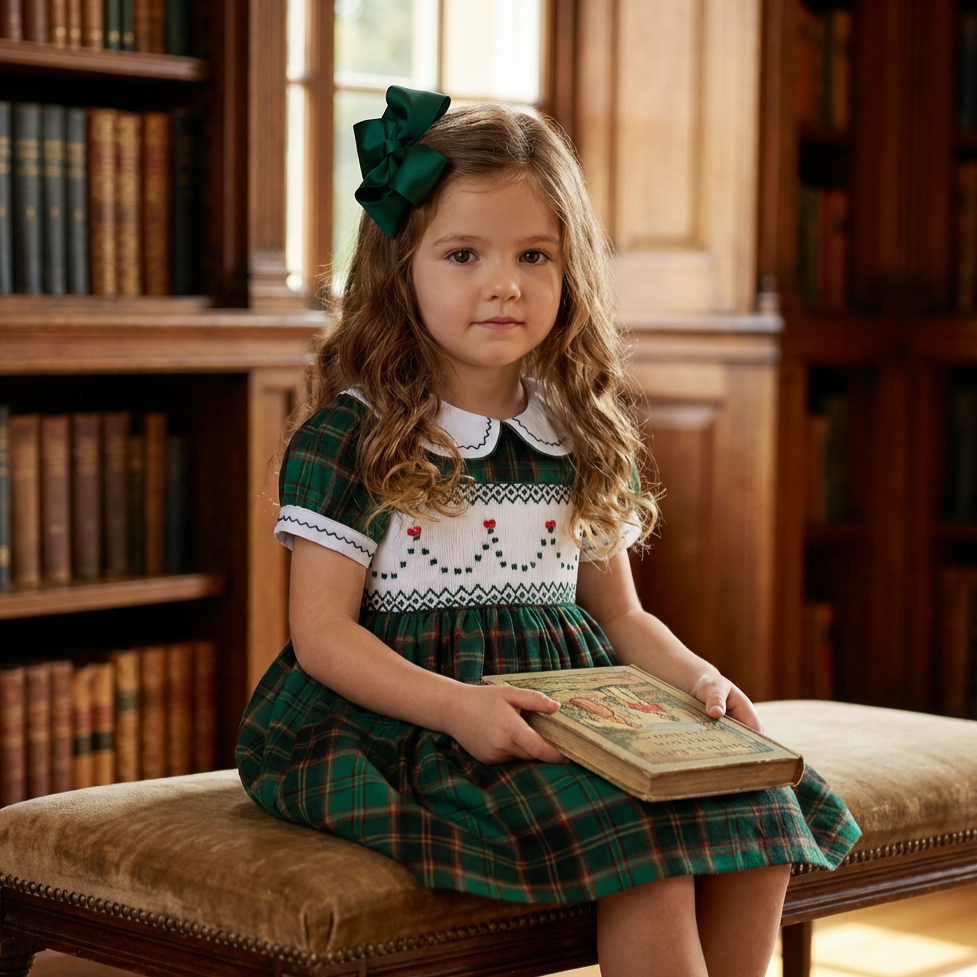 Ocean Baby Girls Hunter Green Plaid Smocked Petticoat Layered Dress (N Ocean Baby Limited Ocean Baby Girls Hunter Green Plaid Smocked Petticoat Layered Dress (N Ocean Baby Limited
