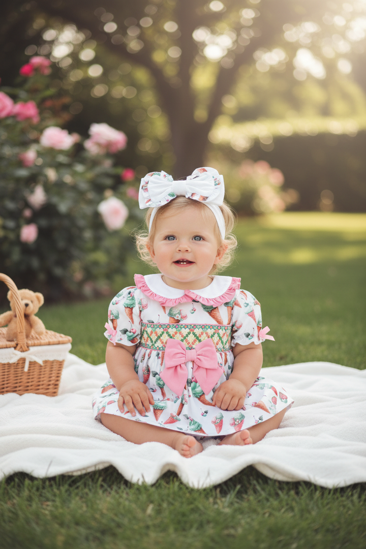 Ocean Baby Girls Smocked Mint Ice Cream Romper Set (NB-2Y)