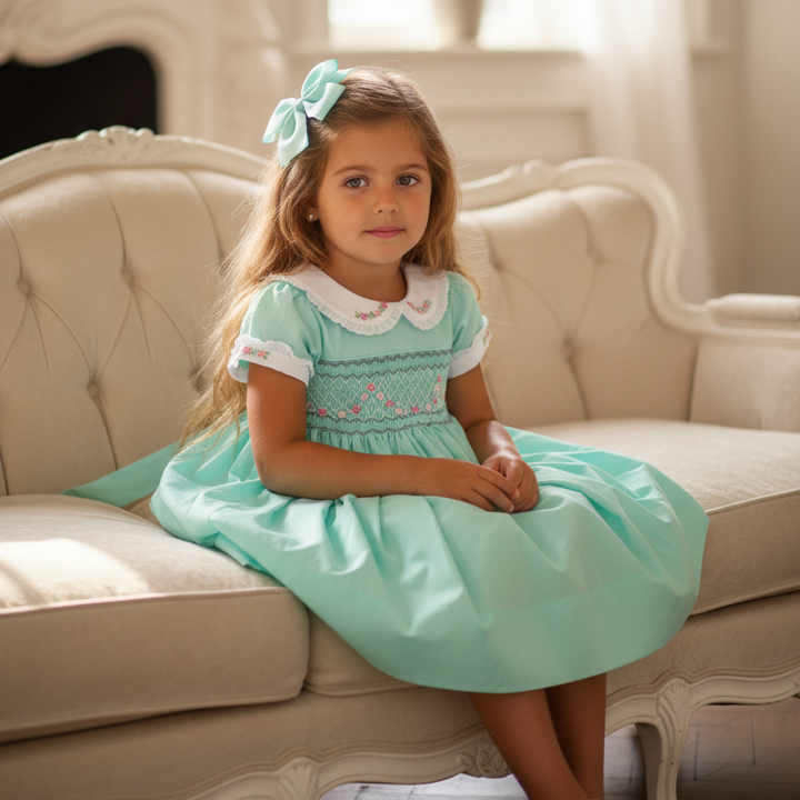 Ocean Baby Girls Mint Smocked Petticoat Layered Dress (NB-10Yrs)