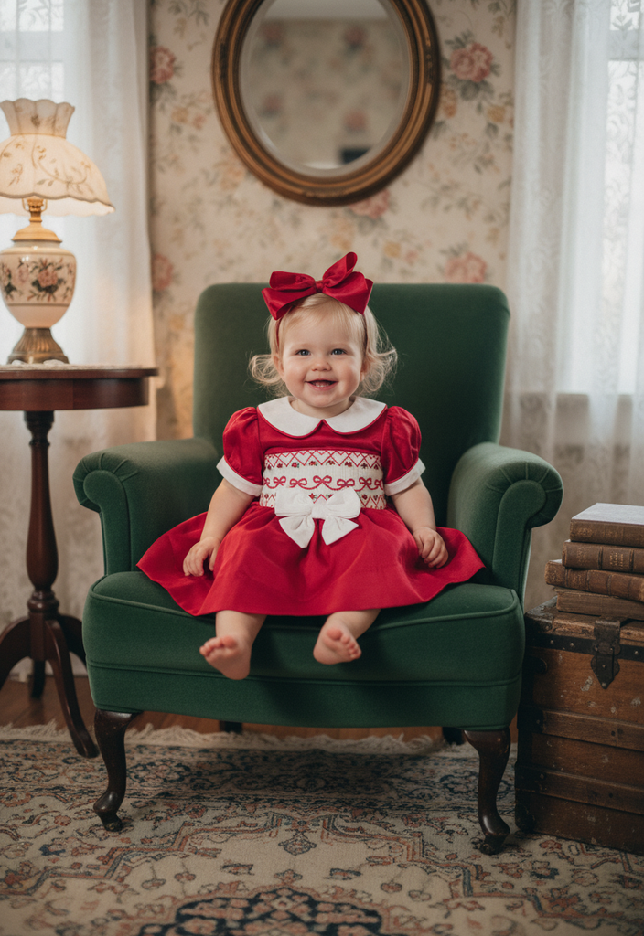 Ocean Baby Girls Red Satin Smocked Petticoat Layered Dress - (NB-8Yrs)