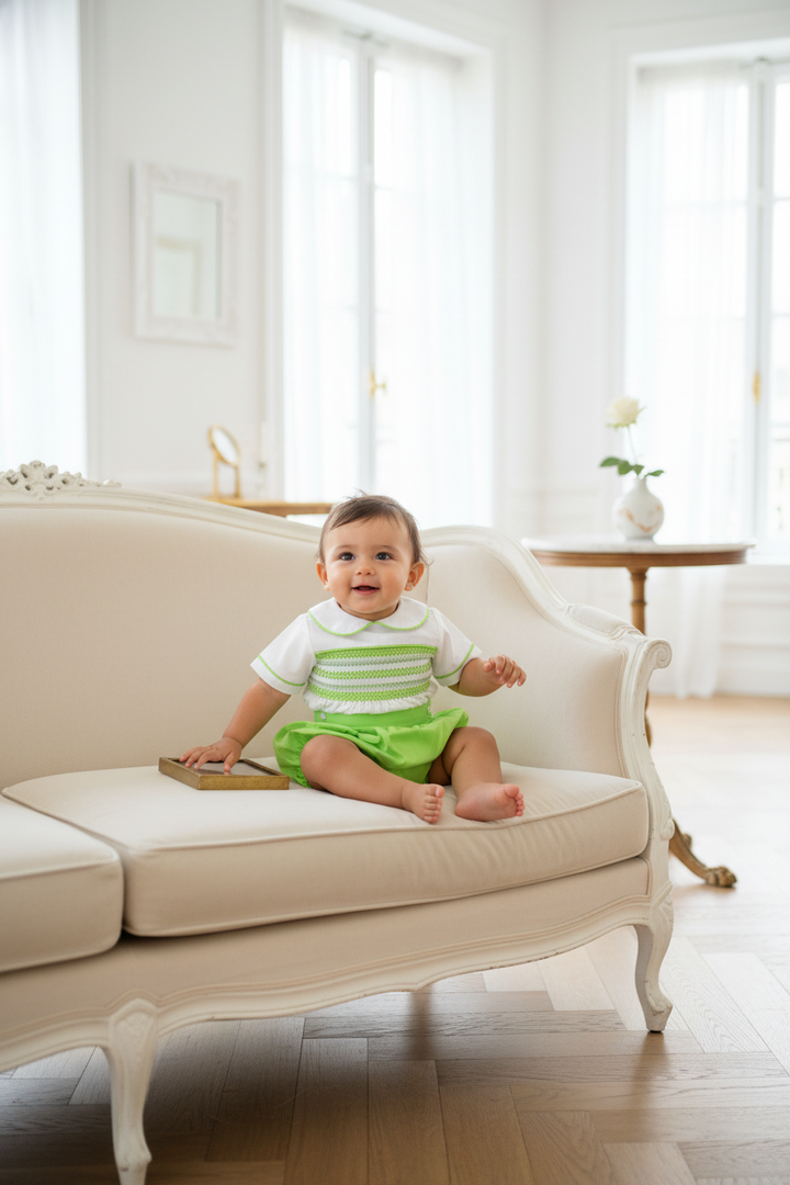Ocean Baby Apple Green Themed Smocked Buster Suit (NB-3Yrs)