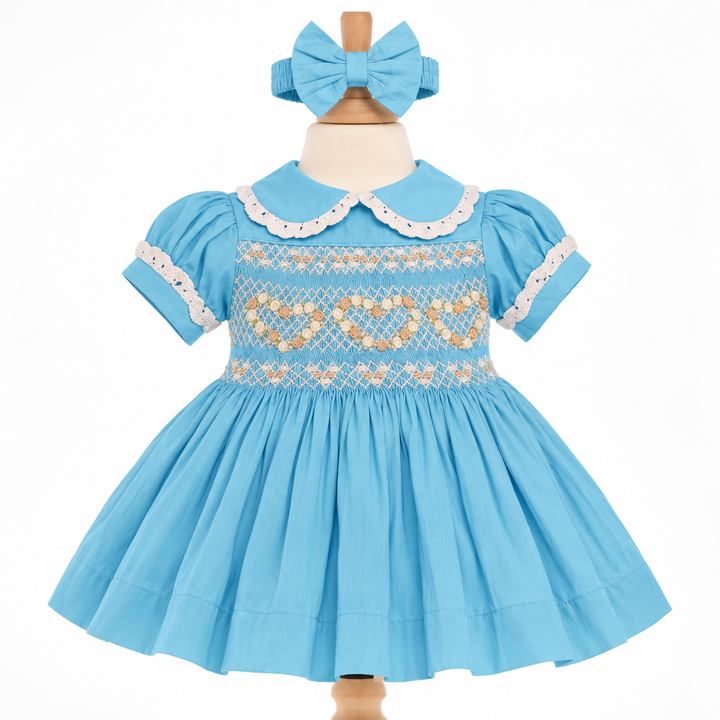 Ocean Baby Girls 'Pearl Tide' Sateen Smocked Petticoat Layered Dress (NB-10Yrs)