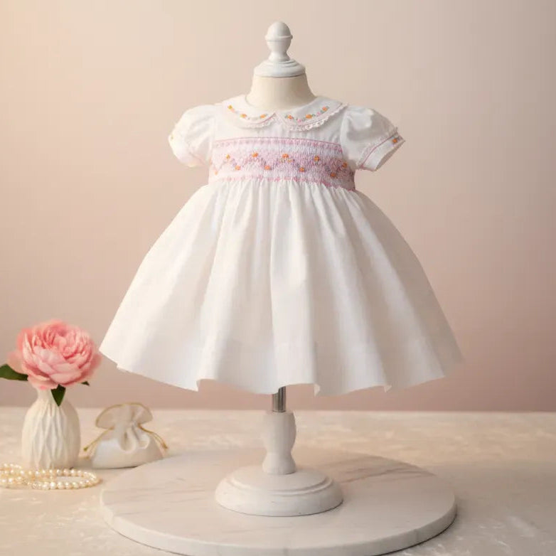 Ocean Baby Girls Milk White Smocked Petticoat Layered Dress (NB-10Yrs)