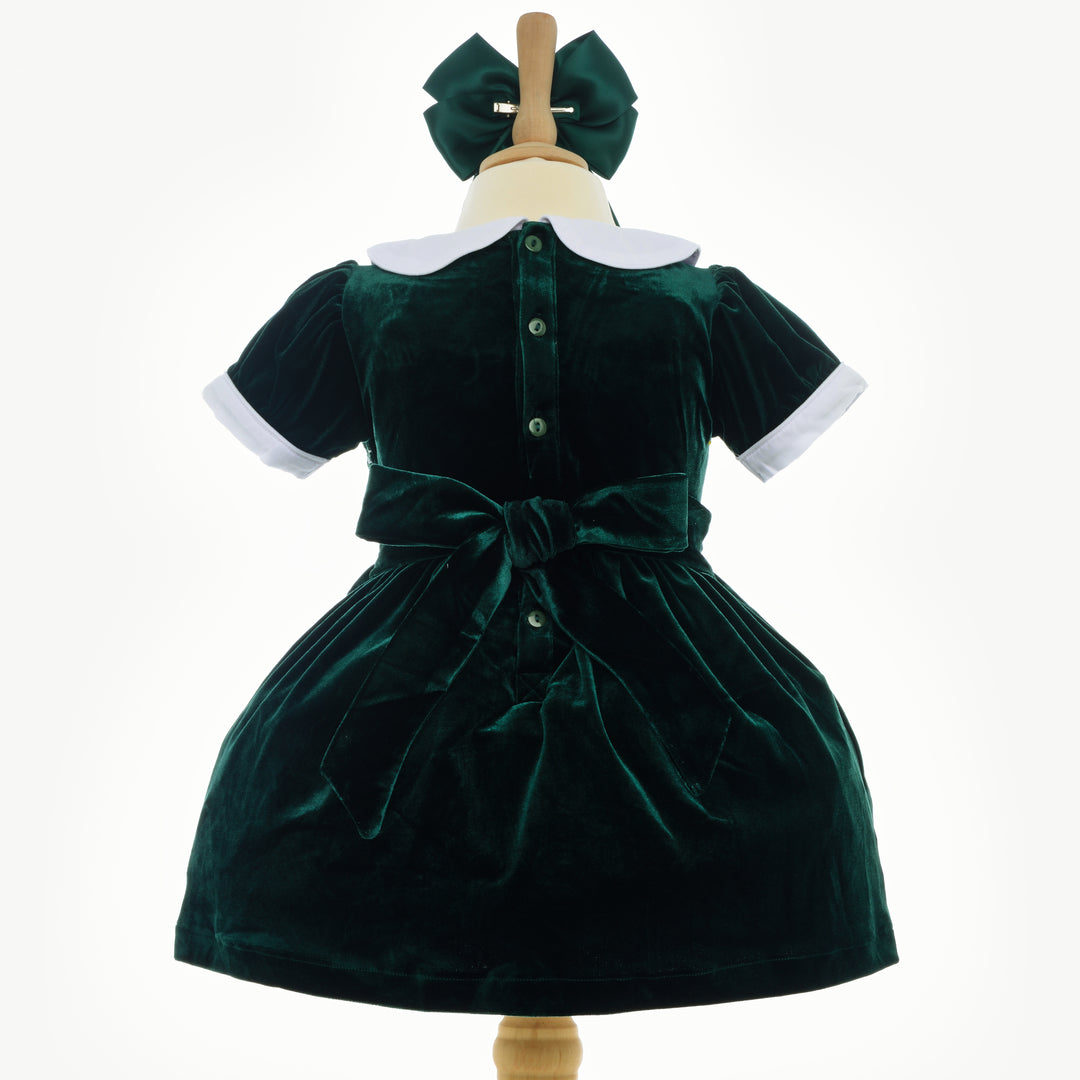 Ocean Baby Girls Emerald Velvet Smocked Petticoat Layered Dress (NB-10Yrs)