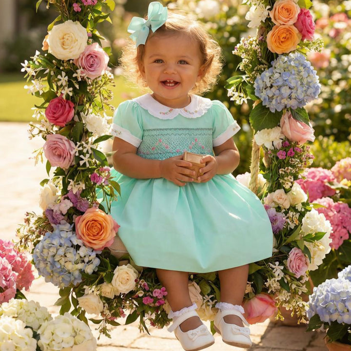 Ocean Baby Girls Mint Smocked Petticoat Layered Dress (NB-10Yrs)