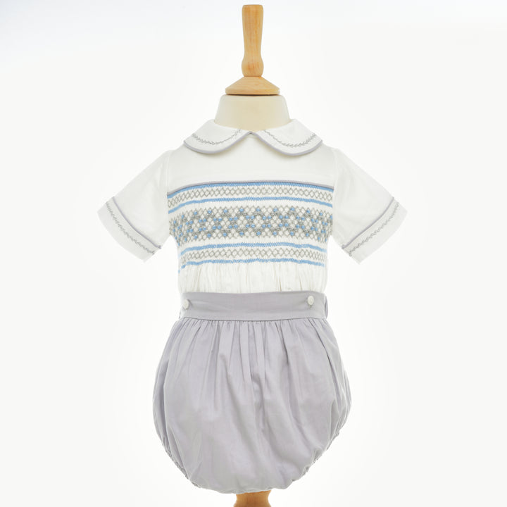 Ocean Baby Boy's Platinum & Powder Blue Sateen Buster Suit (NB-3Yrs)
