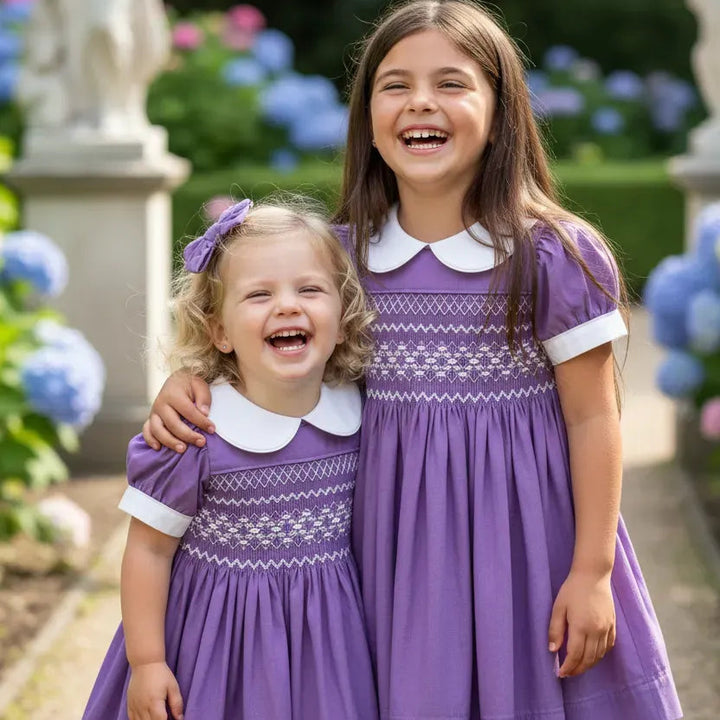 Ocean Baby Girls 'Winter Lavender' Sateen Smocked Petticoat Layered Dress - (NB-10Yrs)
