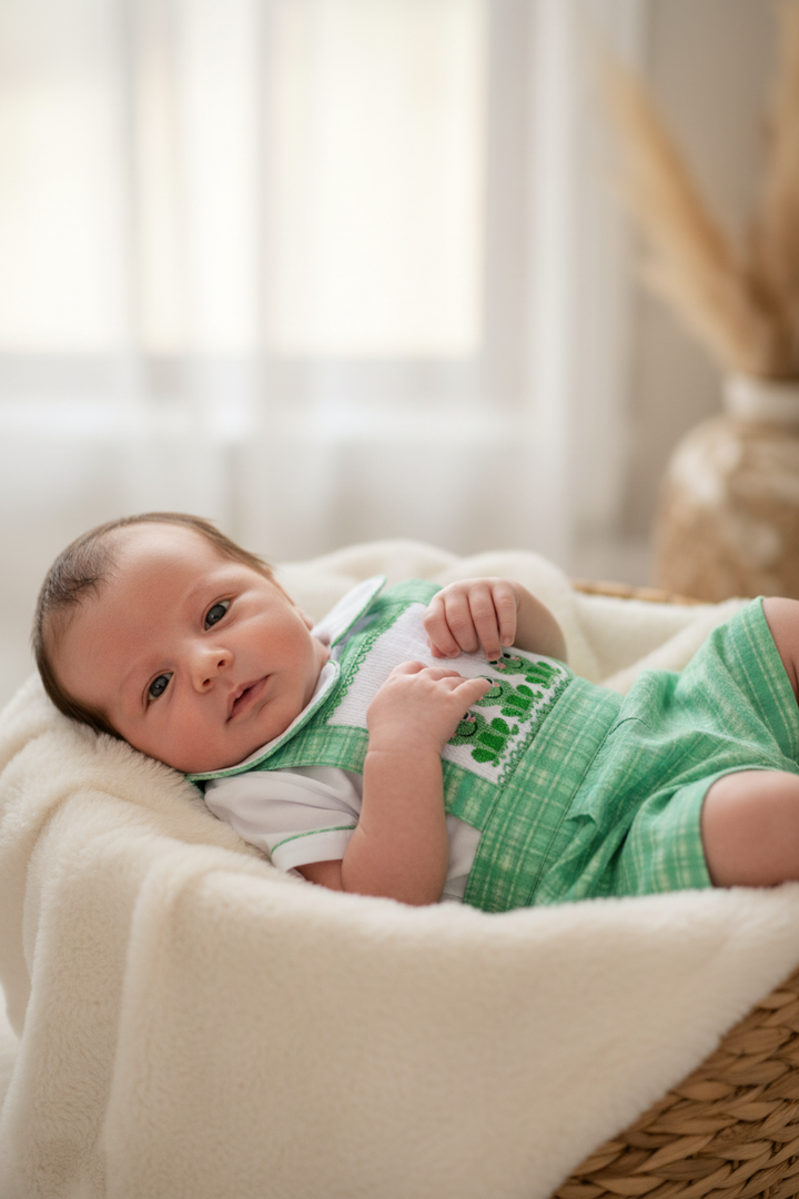 Ocean Baby Frog Themed Smocked Dungarees Set (3M-3YRS)