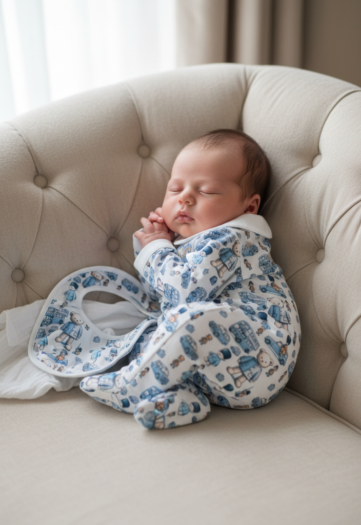 Ocean Baby Boys Smocked Soldier Bear Sleepsuit Set (NB-18M)