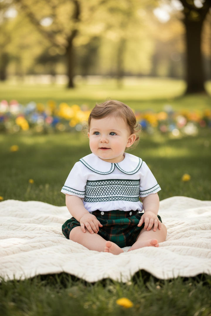 Ocean Baby Hunter Green Plaid Buster Suit (NB-3Yrs)