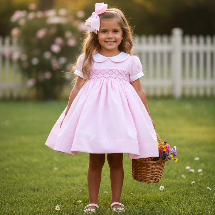 Ocean Baby Girls Soft Pink Classic Smocked Petticoat Layered Dress - (3M-8Yrs)