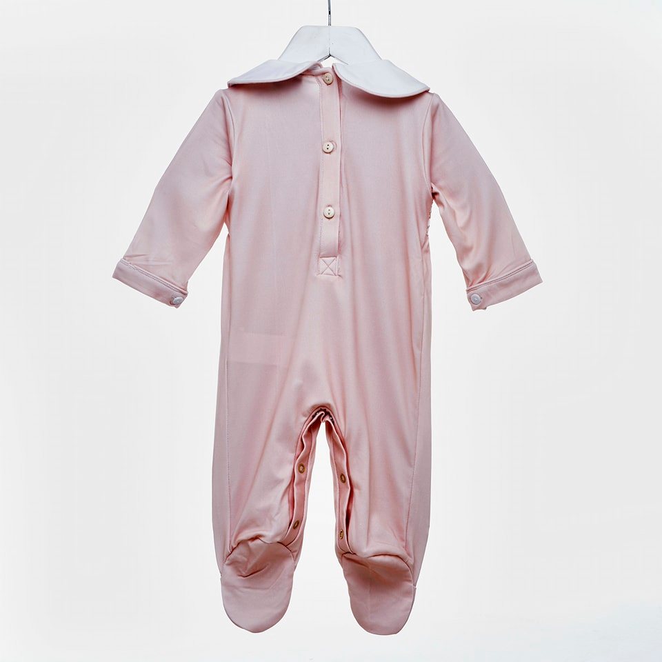 camel beige boys smocked sleepsuit set rodeo smocked set 