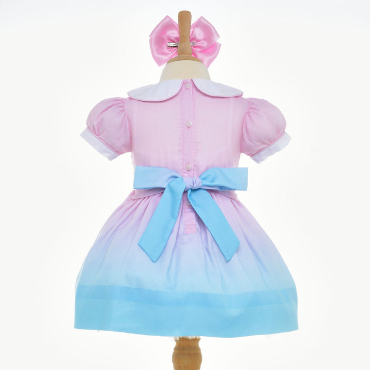 girls pink blue smocked dress