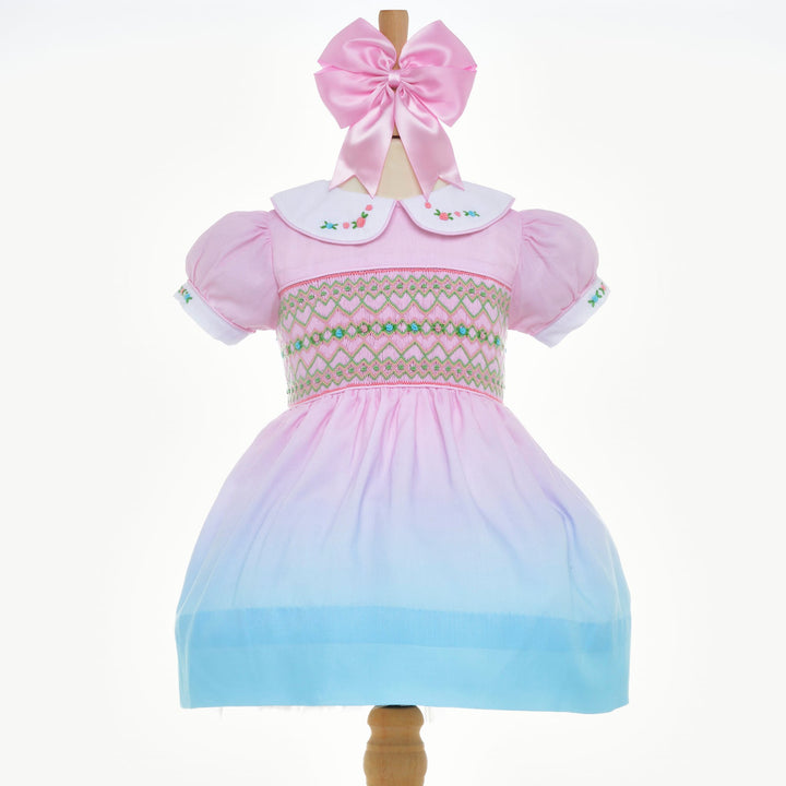 baby girls pink blue smocked dress