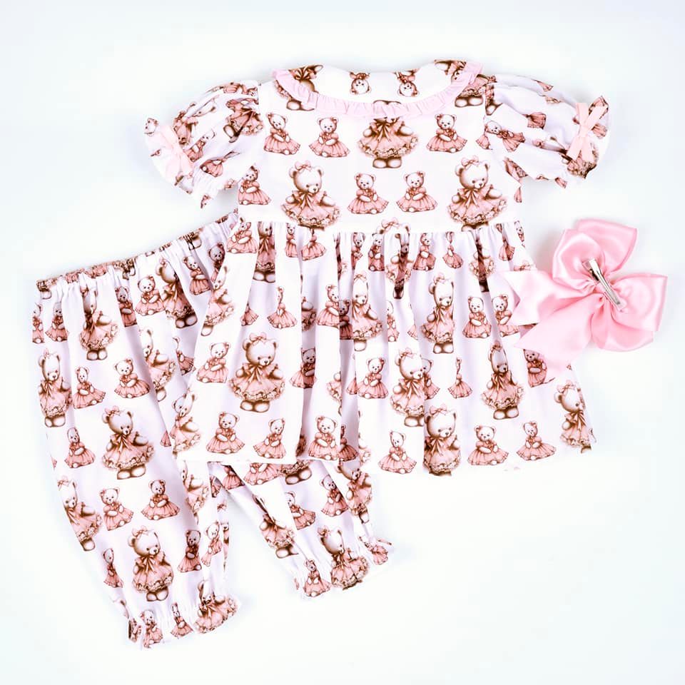 smocked baby girls pyjamas