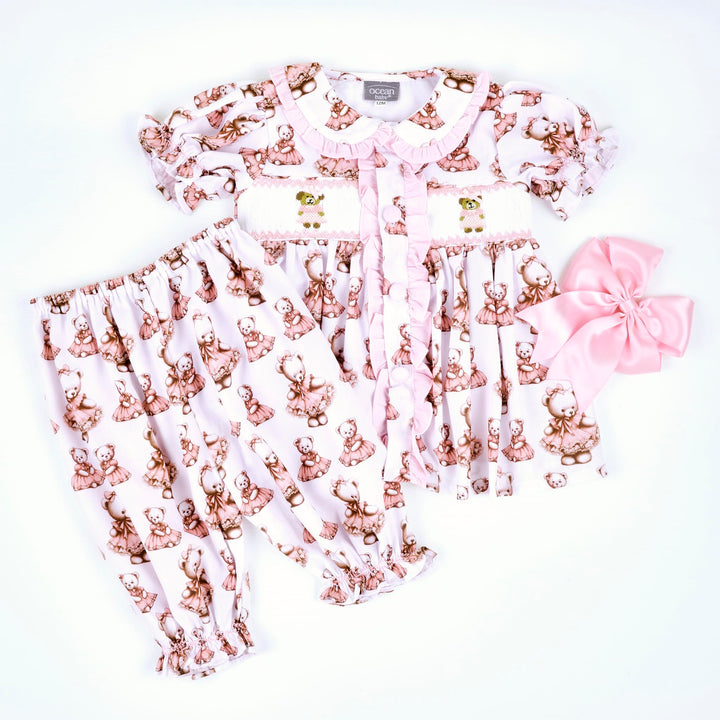 smocked teddy pjs smocked baby pjs