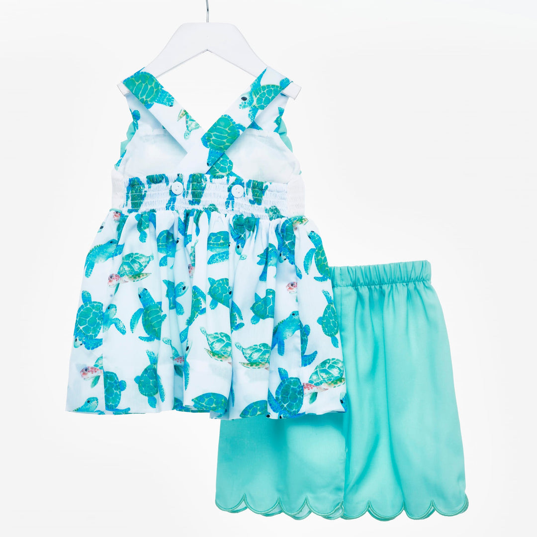 baby girls smocked turtle outfit