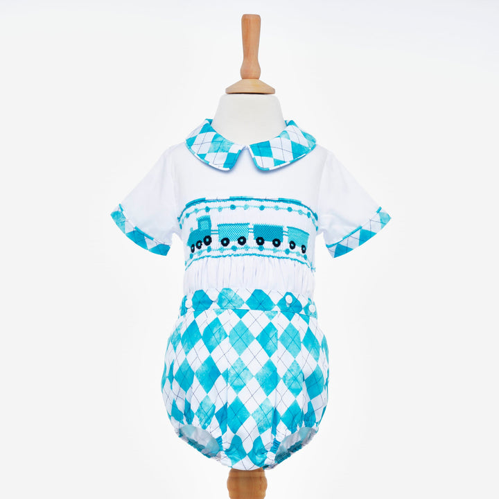 train smocked boys suit