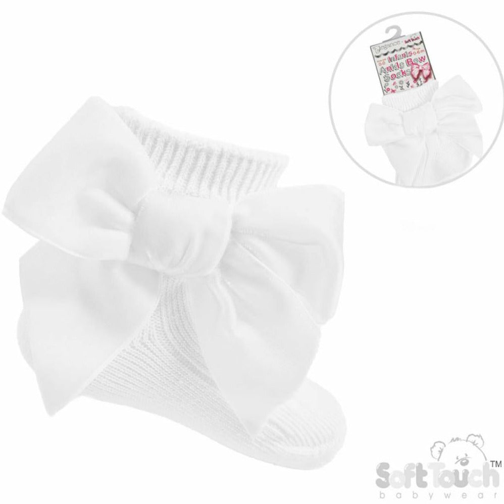 White Ankle Velvet Bow Socks (0-24M)